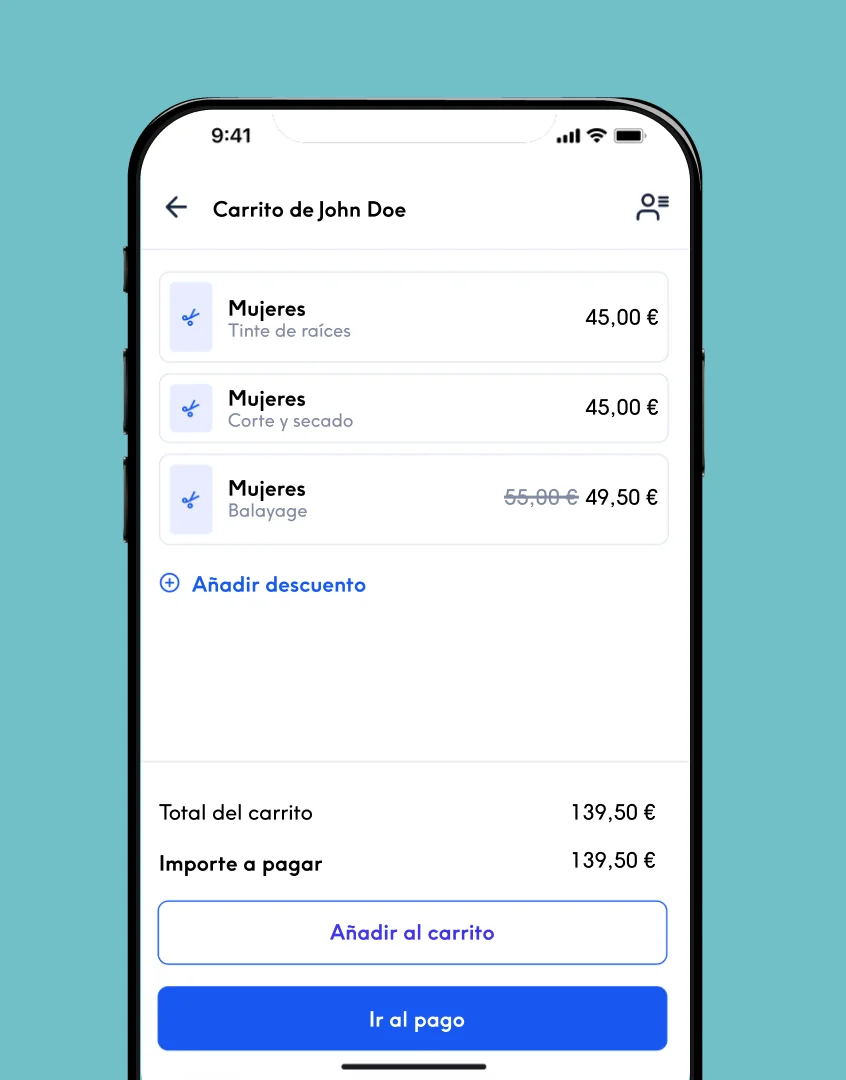 El nuevo checkout de Treatwell Connect con el carrito y el importe a pagar